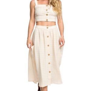 Feather Dance Midi Buttoned Skirt